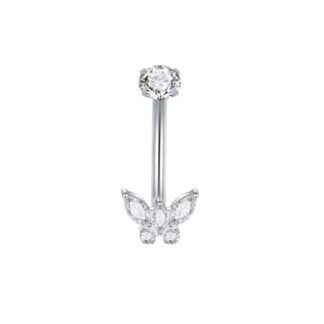 Piercing de Umbigo Bananabell Borboleta em Titânio com Zircônia Cravejada