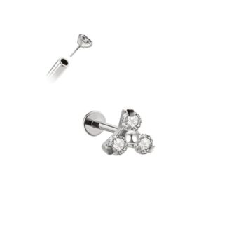 Piercing Push Pin Trinity em Titânio com Zircônias